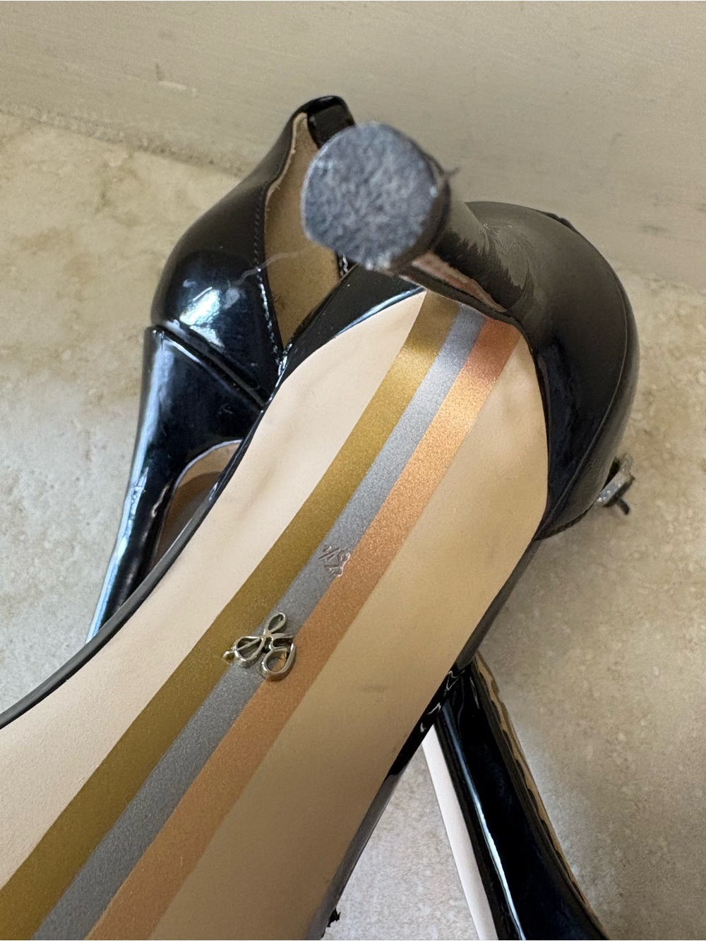 Sam Edelman Arielle Black Patent Ankle-Strap Heeled Sandals - Picture 5 of 10